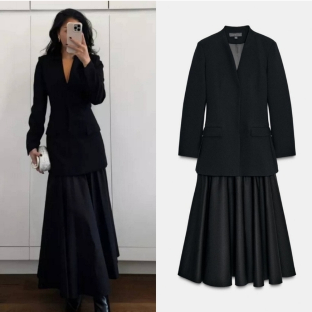 Zara COMBINATION BLAZER DRESS BLACK SIZE XS - Picture 3 of 11
